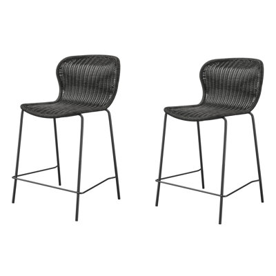 Ensemble de 2 tabourets Montego brun et noir sable avec repose-pieds