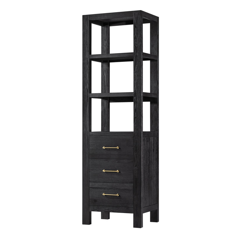 Armoire de salle de bain en bois massif Moana, Noir
