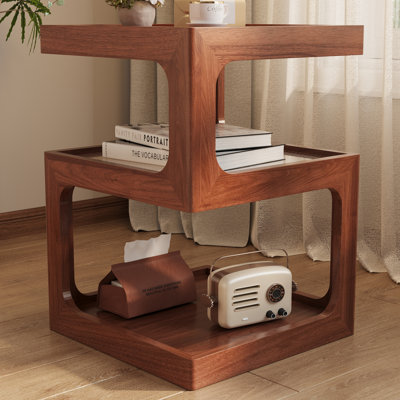 Modern End Table 3-Tier Nightstand With Open Storage