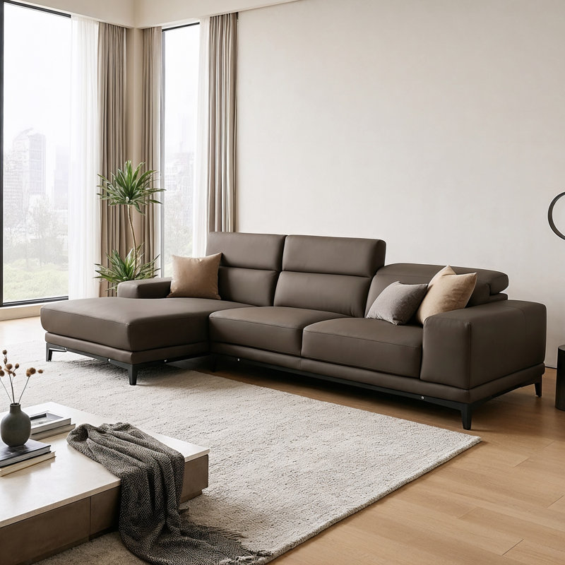 Canapé modulaire en cuir Ferrera, Orienté à gauche (vu de face)