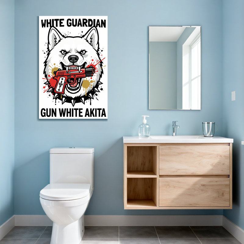 Animaux blanc pistolet Guardian blanc Akita, H 18 po x l 12 po