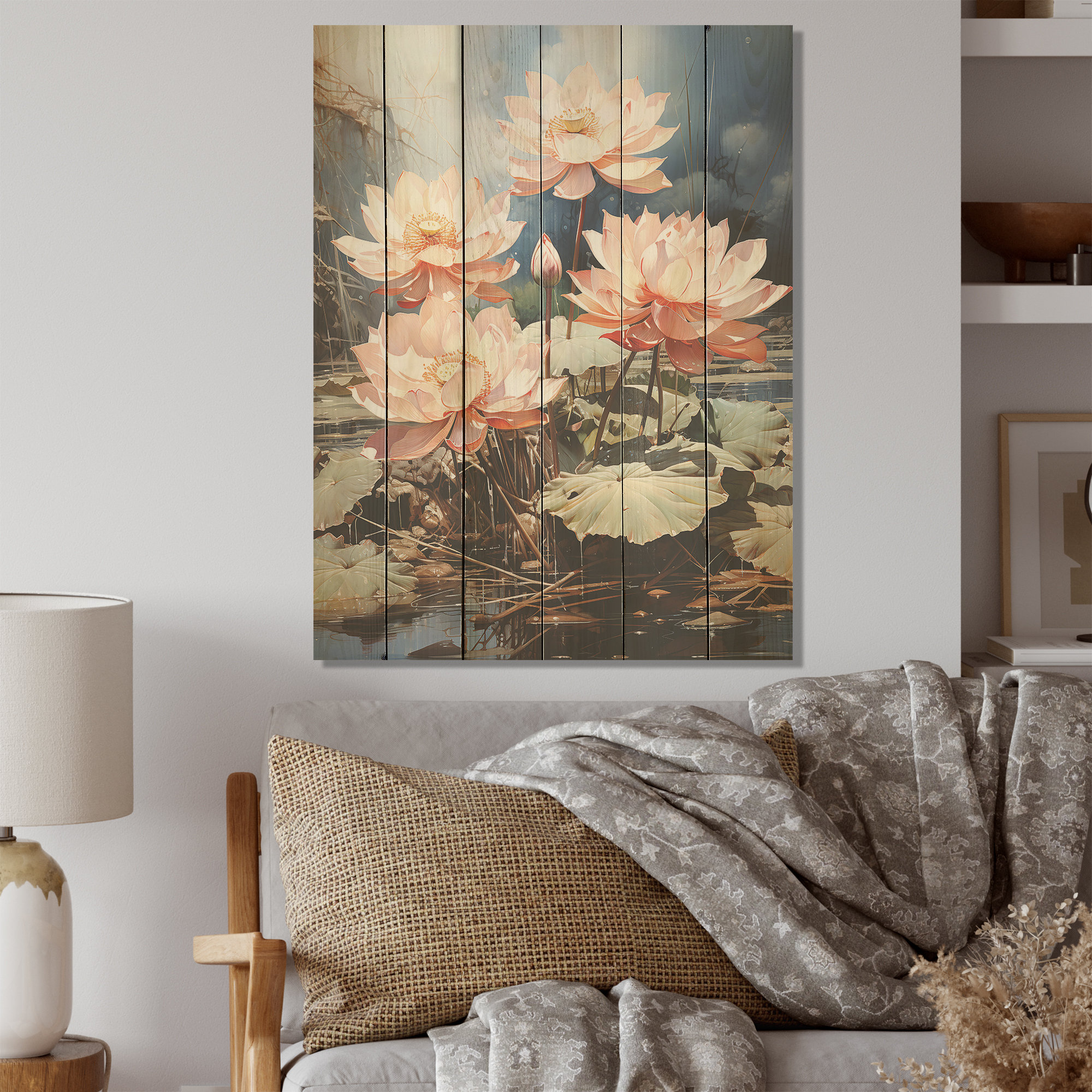 Ophelia & Co. Lotus Dreams Amung The Lily Pads Lotus Wood Wall Art On