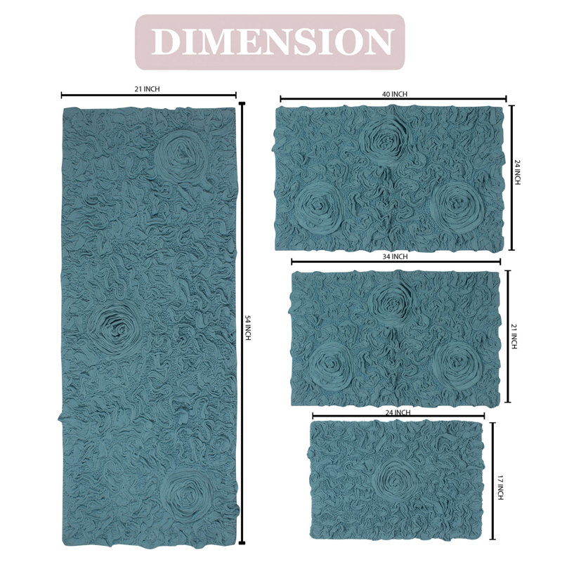 Ensemble de tapis 100% coton Dobrinsky, bleu