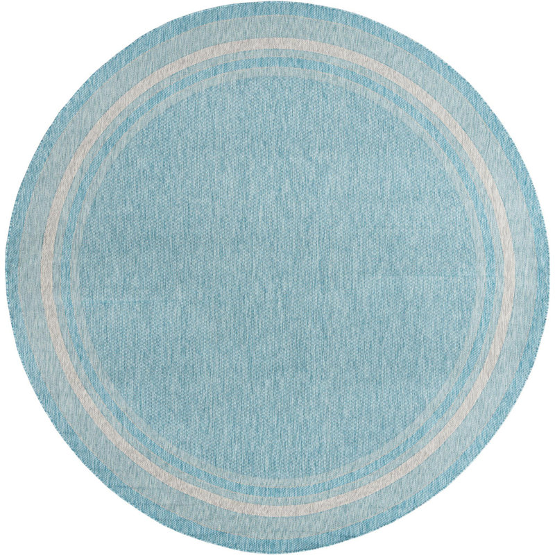 Solid/Striped Divine Area Rug Turquois Colour, Round 10'8"