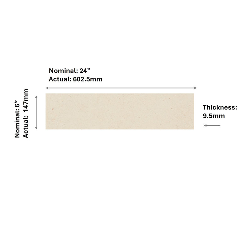 Party Time 6'' W x 24'' L Porcelain Concrete Look Singular Tile, Cotton