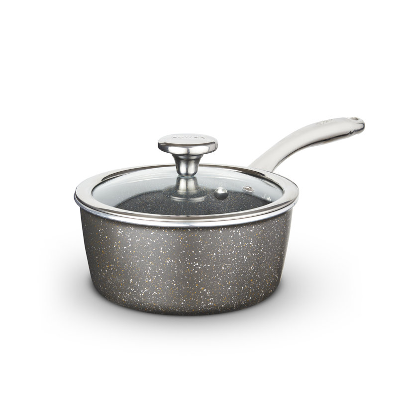 Tower T900216 Cerastone Pro 20cm Forged Aluminium Saucepan with Tempered Glass Lid, Non-Stick Coating, Graphite