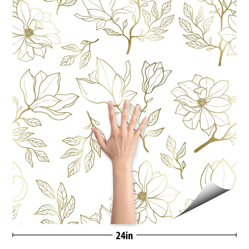 Carreau de papier peint Hidefumi, L 48 po x l 24 po, Beige / Blanc