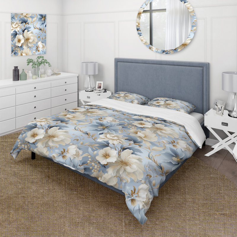 Ethereal Rococo Flourish Victorian Pattern XI Duvet Cover, King Duvet Cover + 2 King Shams