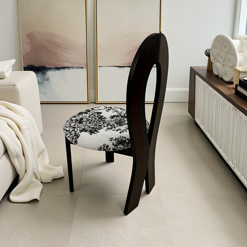 Ensemble de 2 chaises de salle à manger clés avec revêtement en lin, coussin rond et structure en bois massif - texture de grain de bois distinctif pour la cuisine et la salle à manger (noir)