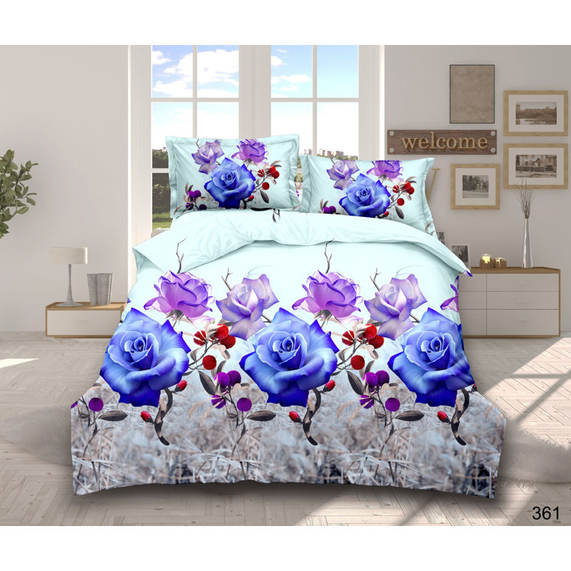 Chiles Polyester Floral Duvet Cover Set with Pillowcases, Single - 1 Standard Pillowcase