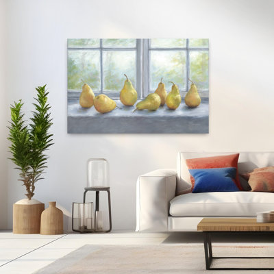 Poires sur un rebord de fenêtre, art traditionnel des fruits