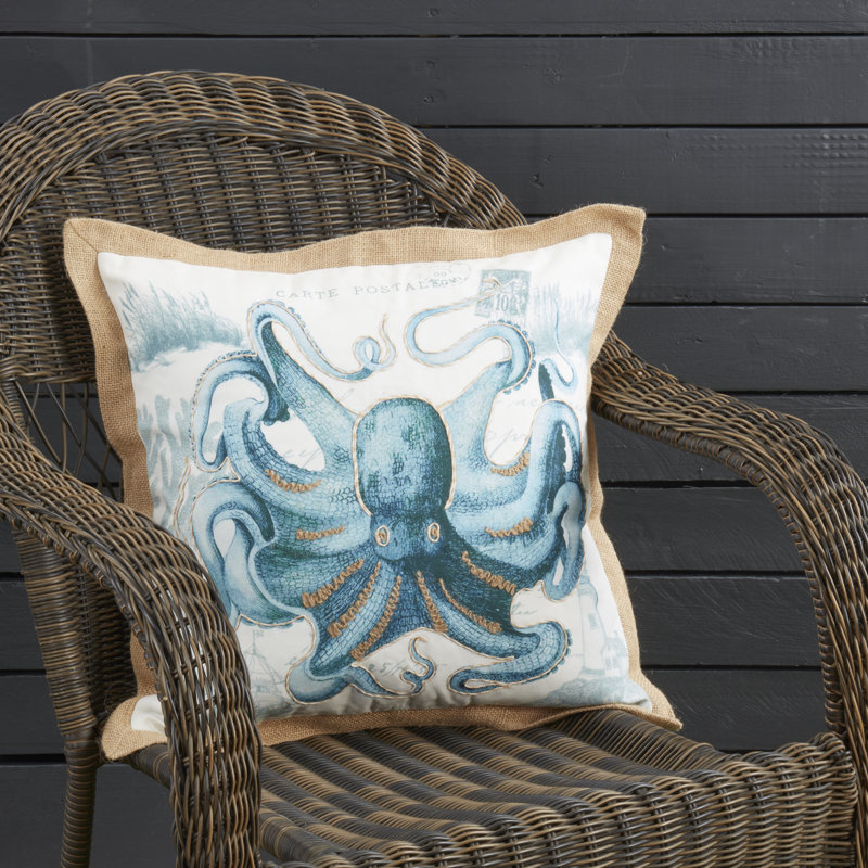 Vibrant Outdoor Octopus Pillow, Polyester