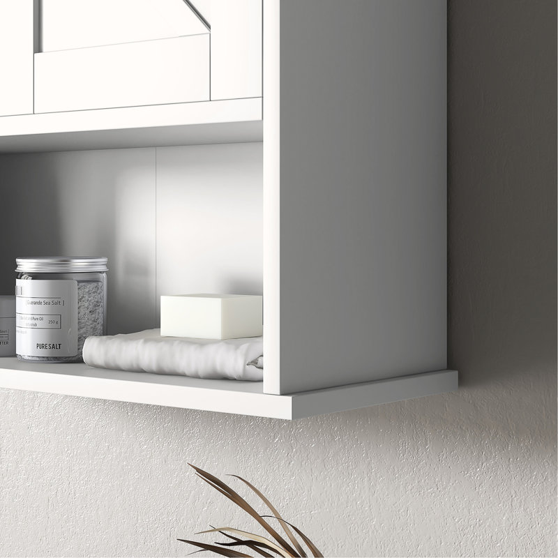 Étagère de salle de bain murale blanche avec armoire de rangement réglable pour tablettes