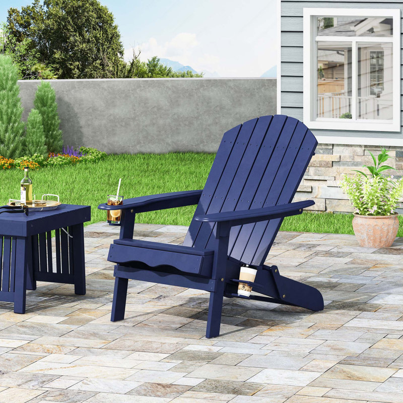 Chaise Adirondach pliable d'extérieur en bois rustique, Blue