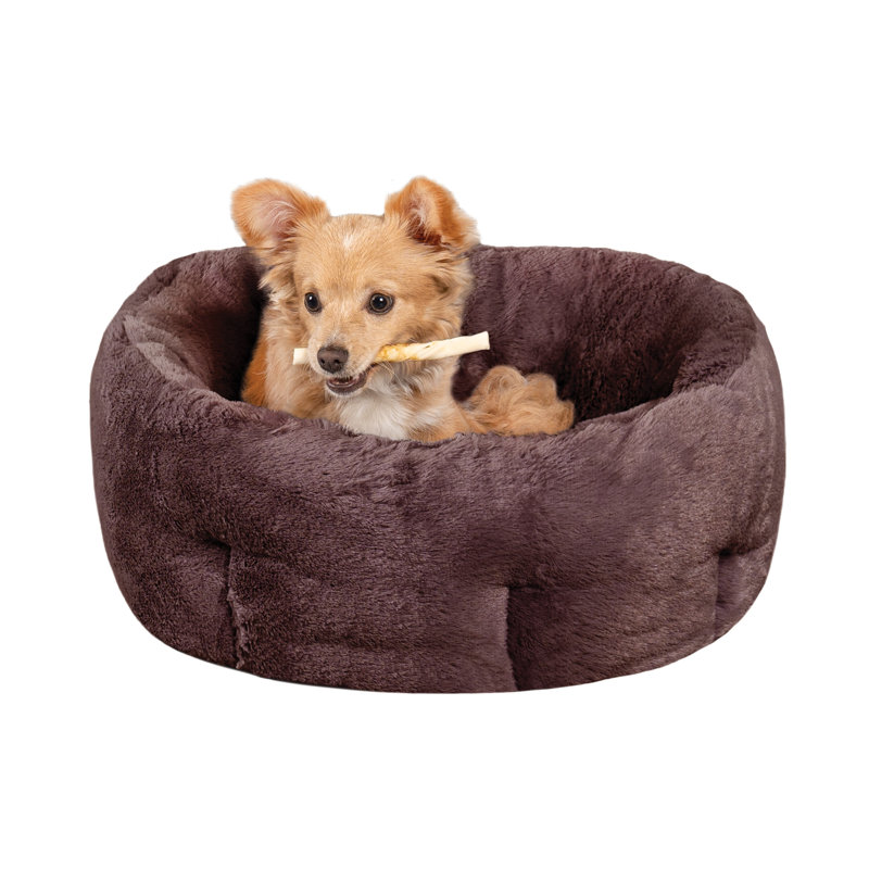 Small Sable Brown Faux Fur Cuddler Pet Bed