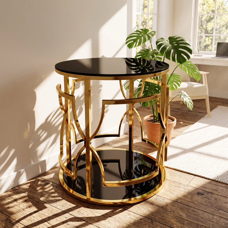 Table de bout en verre trempé à 2 niveaux l 19,7 po x P 19,7 po x H 21,7 po change