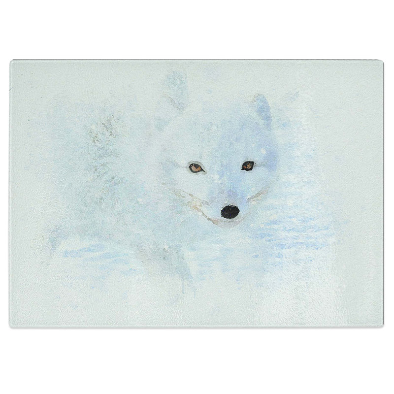 Tempered Glass Winter Fox in Abstract Chopping Board, 28.5 cm W x 20 cm L