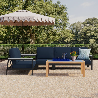 Townsend Outdoor 5 Person Sectional Seating Group With Sunbrella Cushions