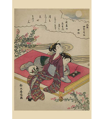 « floraisoning under a automne moon » par suzuki harunobu, reproduction d’art