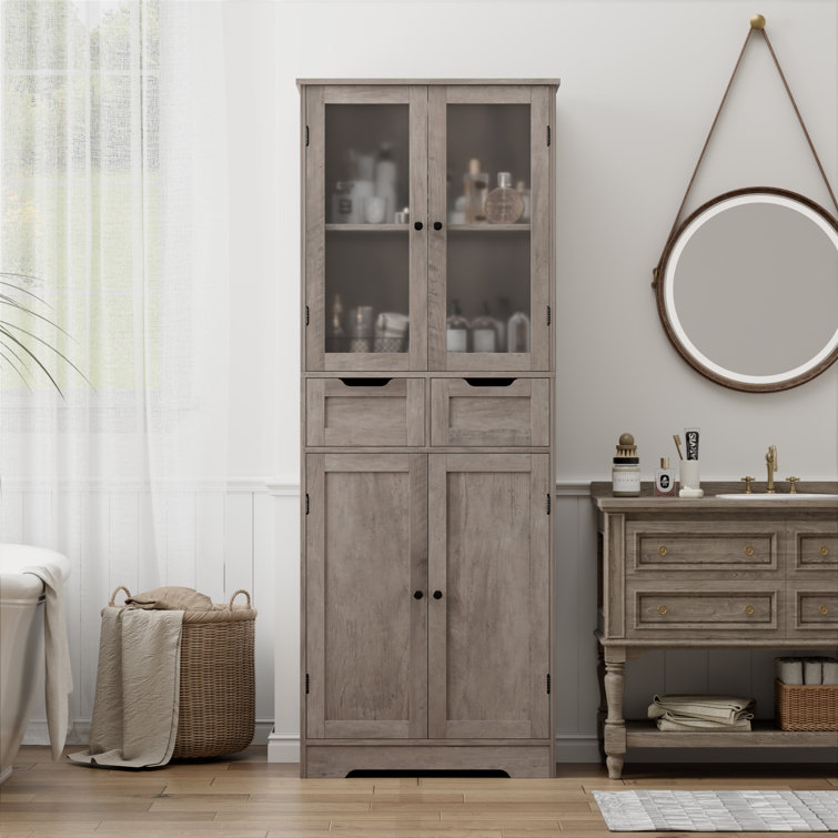 Hunsberger 23.6'' W x 67'' H x 11.8'' D Linen Cabinet with 2 Drawers