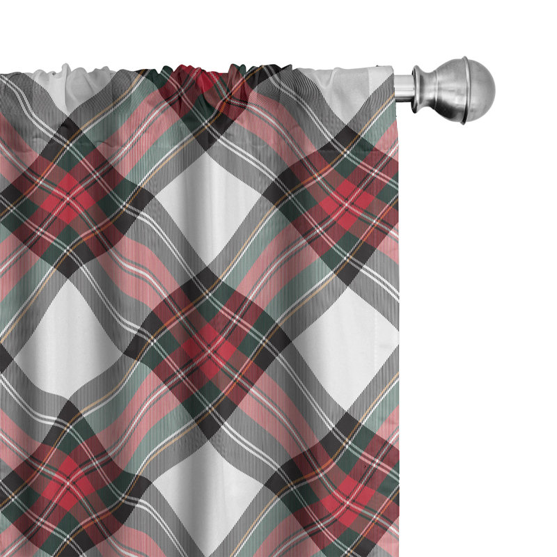 Tartan Semi-Sheer Rod Pocket Curtain Panels, 28" x 63"