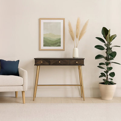 Savion 92cm Solid Wood Top Console Table