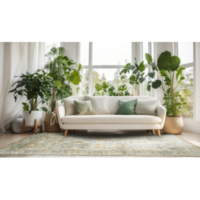 Green Hand Knotted Wool Area Rug