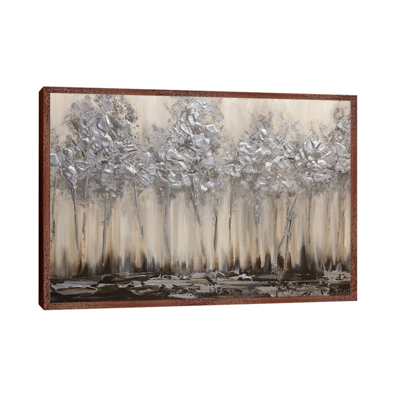 Silver Forest by Osnat Tzadok - Painting on Canvas, 66.04 cm H x 45.72 cm W, Brown Framed