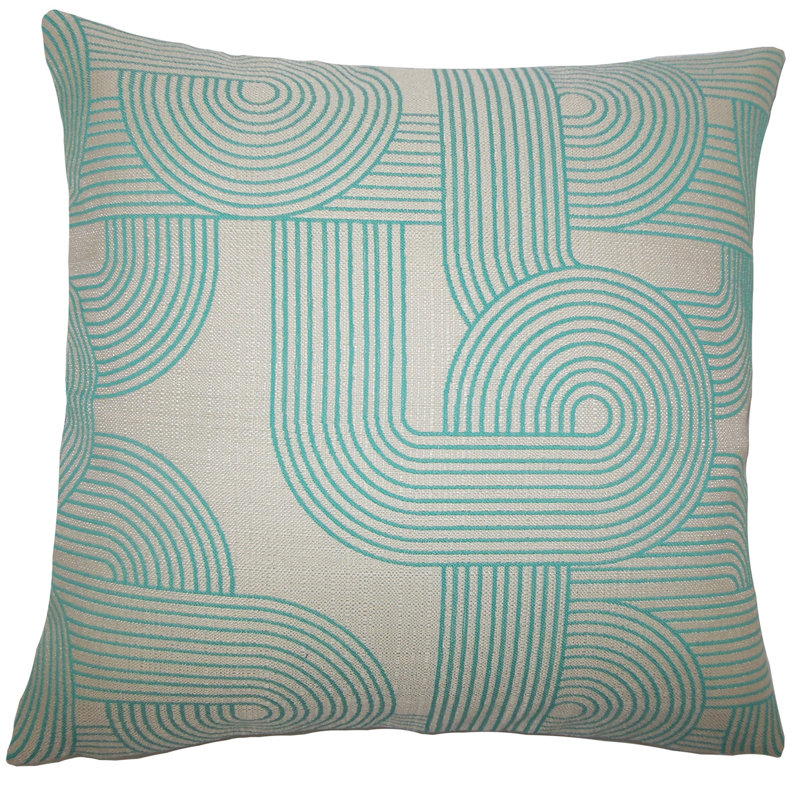 Utara Cotton Blend Reversible Throw Pillow, Turquoise