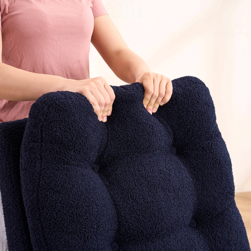 Fauteuil à bascule d'appoint avec repose-pieds et poche de rangement, bleu marine foncé, dossier haut pour un confort et un style ultimes