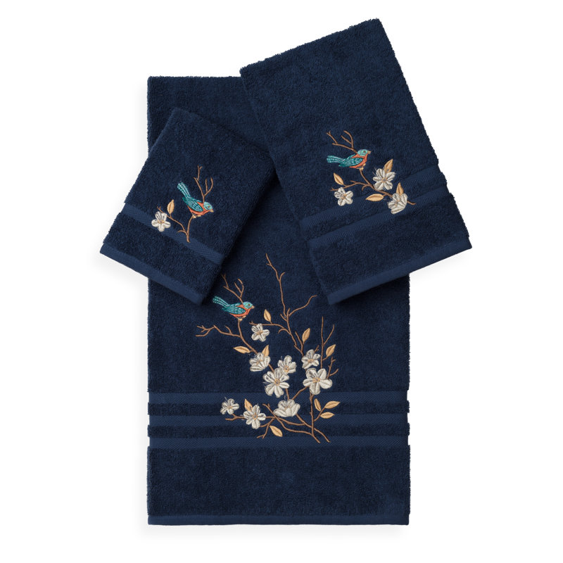 Spring Time 3 Piece Towel Set, Midnight Blue