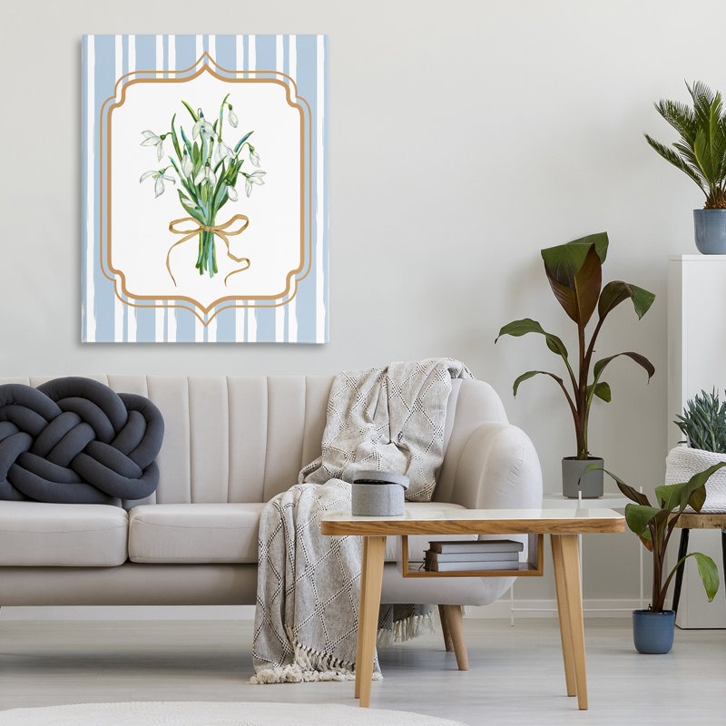 Ensemble de fleurs sur toile rayée, design par Adonna Ebrahimi, H 30 po x l 24 po