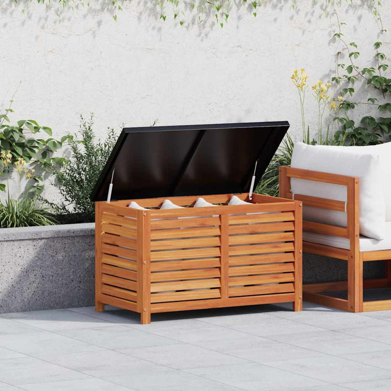 Garden Storage Box Reddish-Brown Solid Eucalyptus Wood Medium Outdoor Storage Chest