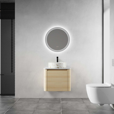 Meuble-lavabo mural 24 po avec lavabo d'art en céramique et porte à fermeture en douceur 24 po