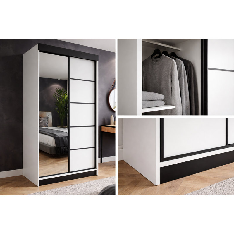 Alphard Manufactured Wood Wardrobe, White/Matte Black