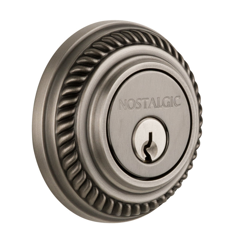 Nostalgic Warehouse Rope Rosette Double Cylinder Deadbolt, Antique Pewter