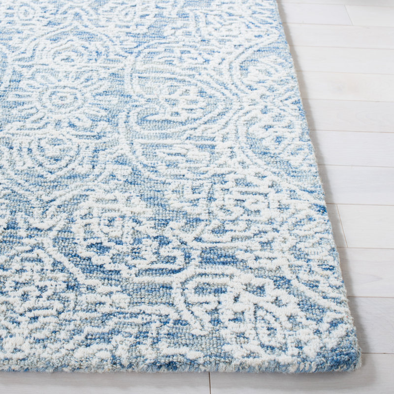 Metro Blue and Ivory Hand-Tufted Wool Area Rug