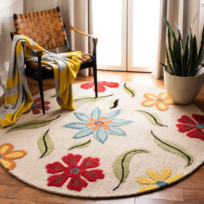 Tapis beige en laine bouclé à la main Emrick