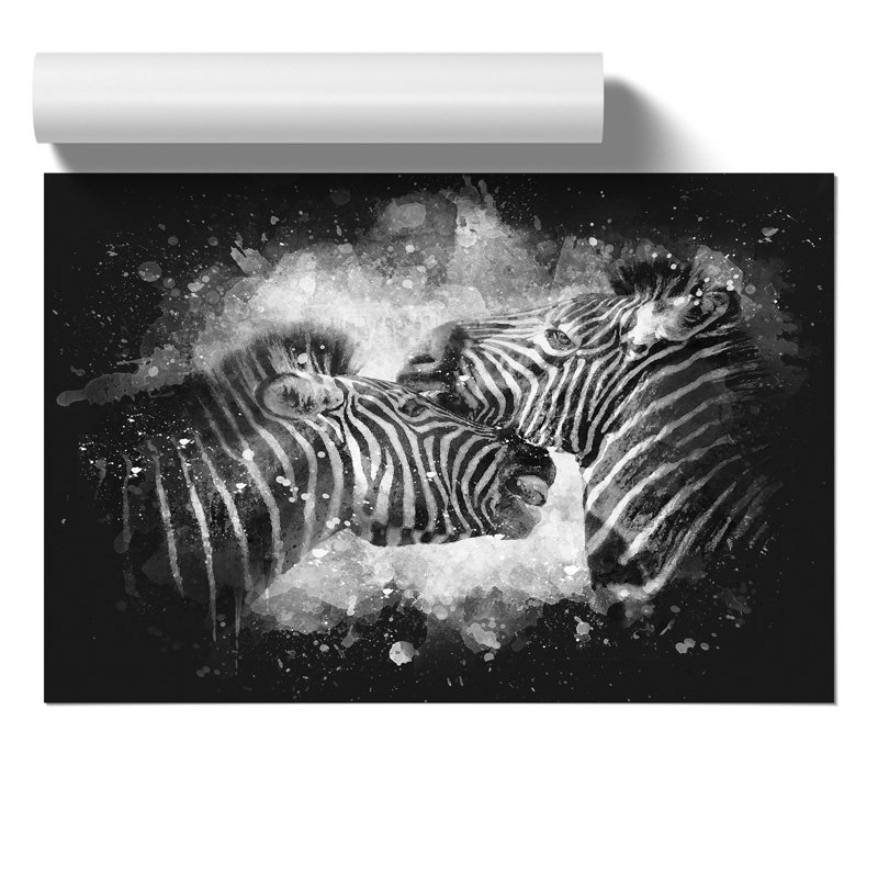 Zebras Paint Splash - Frameless Print, 59cm H x 84cm W x 0.1cm D