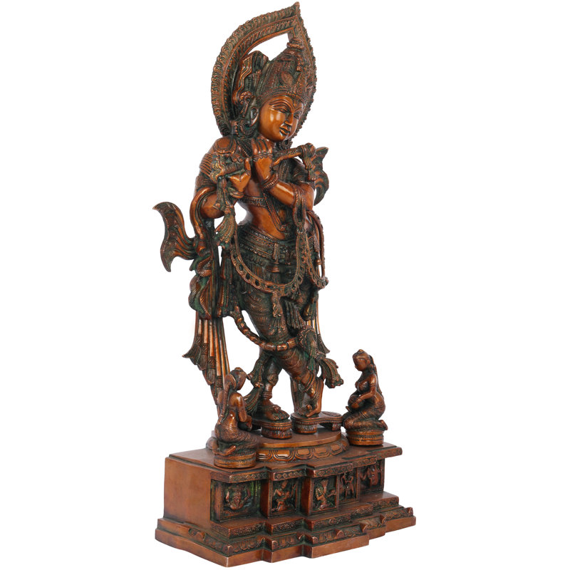 Statue Gopis aux pieds de Krishna, statue de Baal-Lila sur le piédestal