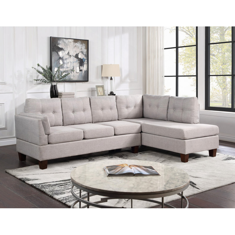 Canapé modulaire, canapé modulaire moderne en lin gris de 97 po, Gris clair