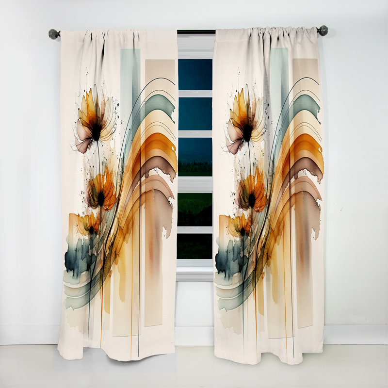Isanotski - rideau en velours floral - 1 panneau, L 52 po x L 120 po