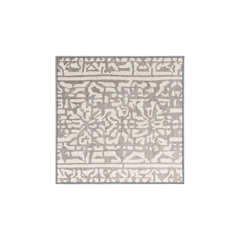 Machine Washable Gray Area Rug, Square 5'