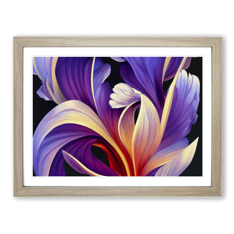 Otherworldly Flower Vol.7 1 Piece Single Picture Frame Wall Art, 46cm H x 64cm W x 2cm D, Oak