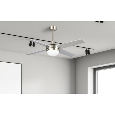 48'' Nova 4 Blades LED Smart Standard Ceiling Fan with Wall Control and Light Kit Included