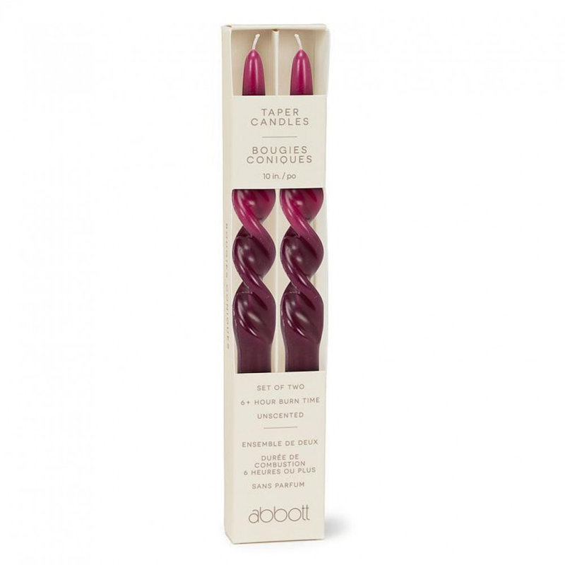 Ensemble de 2 grandes bougies en spirale 2 tons, Mauve