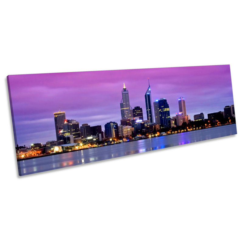 Perth City Skyline Australia - Wrapped Canvas Panoramic Print, 30.48cm H x 91.44cm W x 2cm D