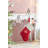 Boiled Wool Red Stocking with Pom Poms and Snowflake Design - Red, White - 20"