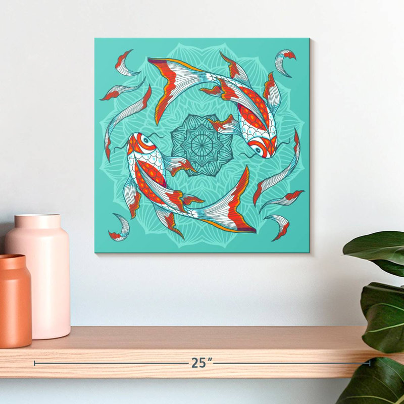 Duo Bramala Mandala Koi, H 16 po x l 16 po