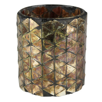 Mosaic Gold Glass Hurricane